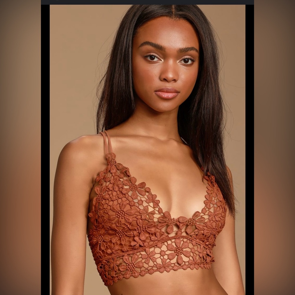 Free People Rust Floral Lace top bralette size S
